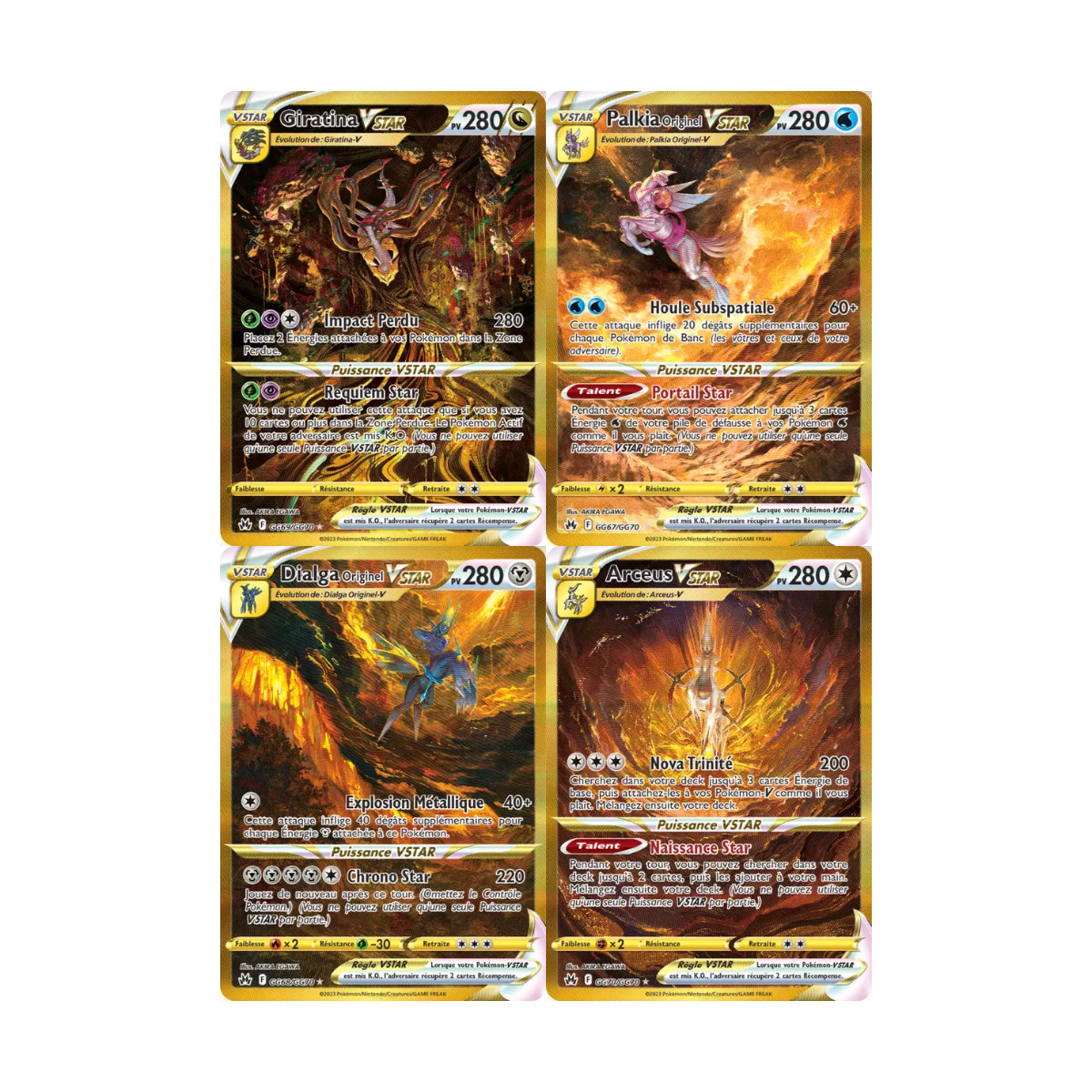 Lot des 4 Gold VSTAR : Arceus, Dialga Originel, Palkia Originel et Giratina - Zénith Suprême - EX